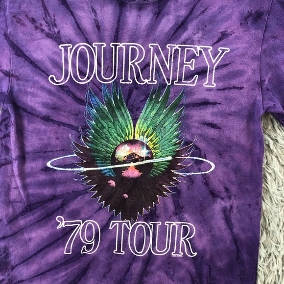 Journey Tshirt 79 Tour Purple Tye Dye 80s Music Womens Small Short Sleeve Shirt - Picture 2 of 6
